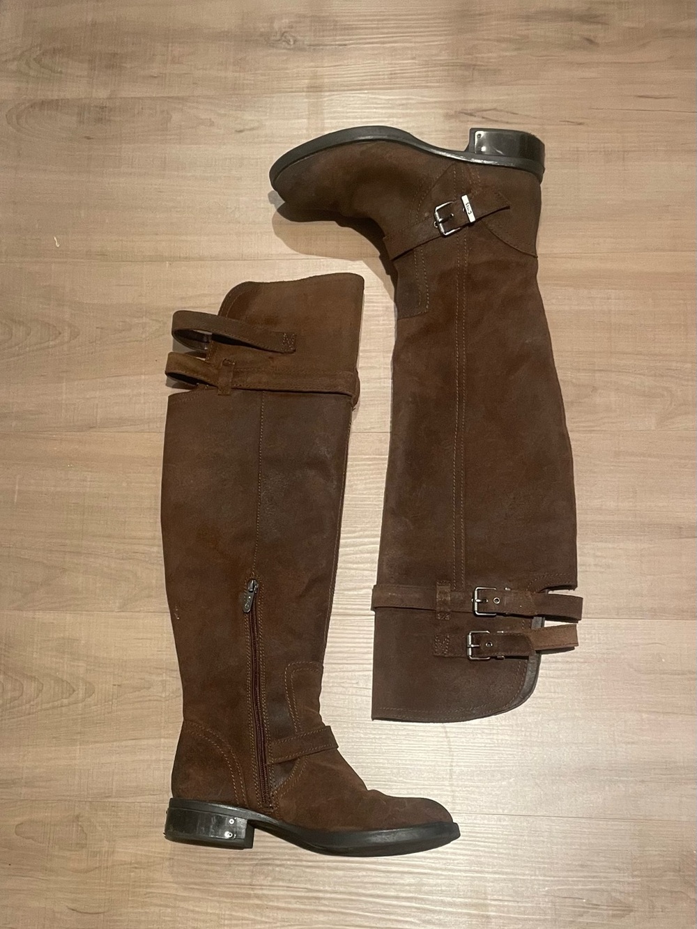 Brown Suede Knee-High Boots